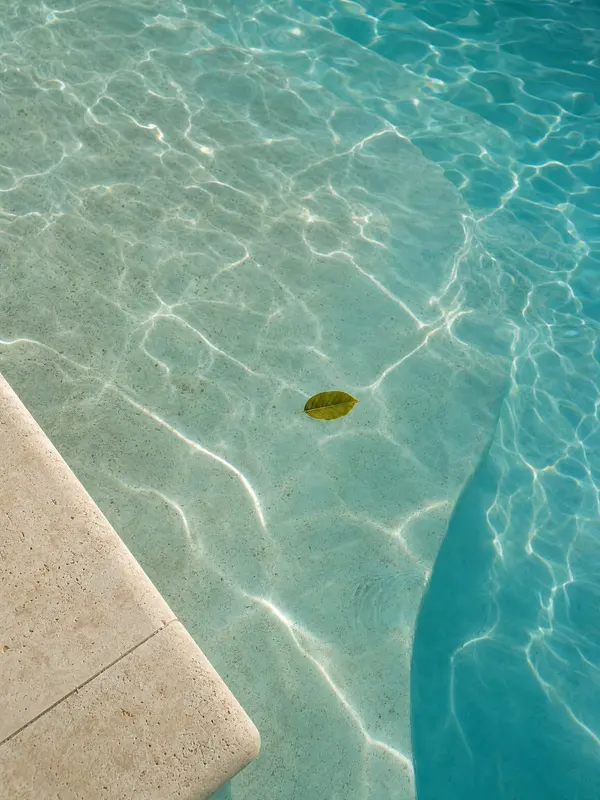 A saltwater pool, the water close up