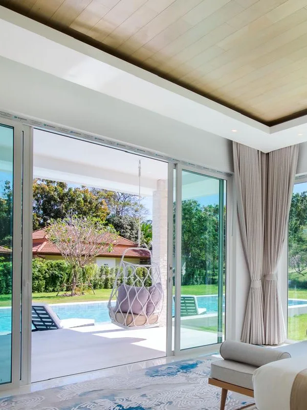 A recessed wood ceiling in a JG bedroom