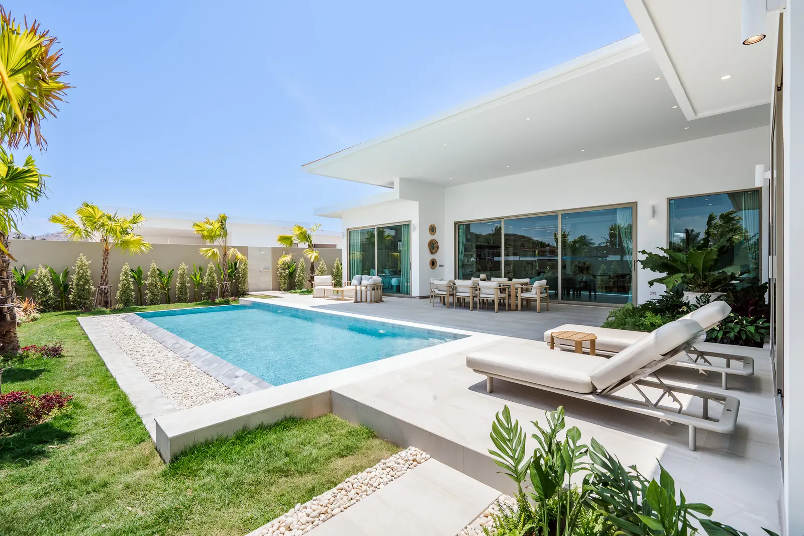 The Mountain Estate villa and pool, photographed